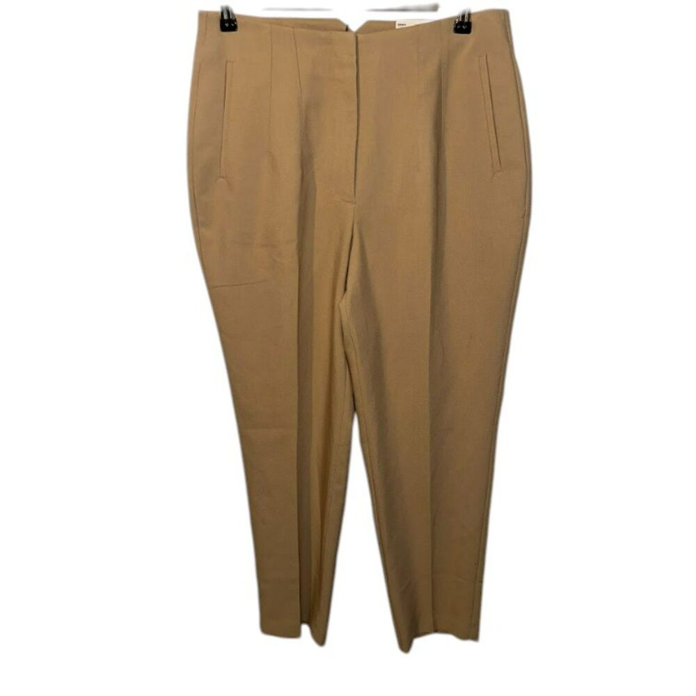 Women’s High-Waist Tailored Dress Pants Camel Tan Straight-Leg Trousers